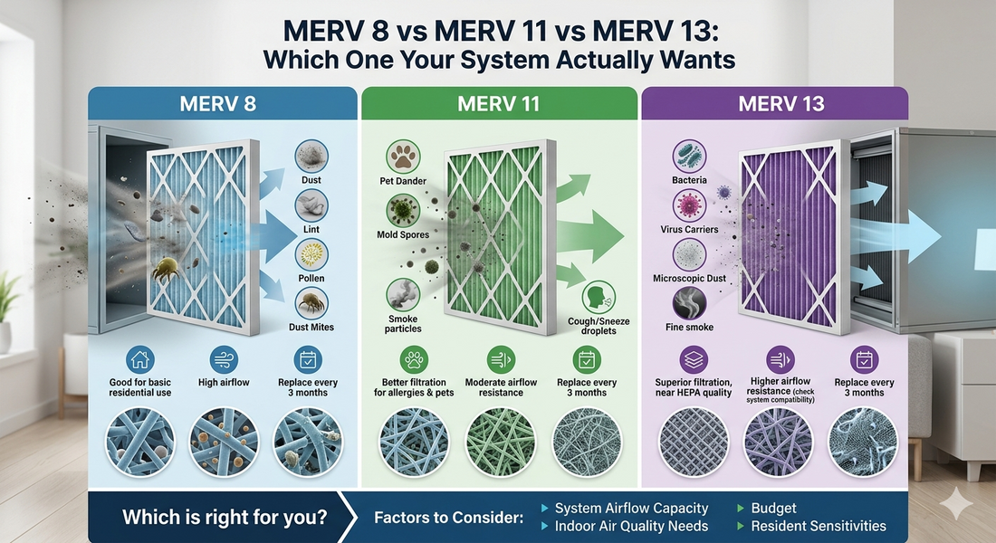 MERV 8 vs MERV 11 vs MERV 13: Which One Your System Actually Wants
